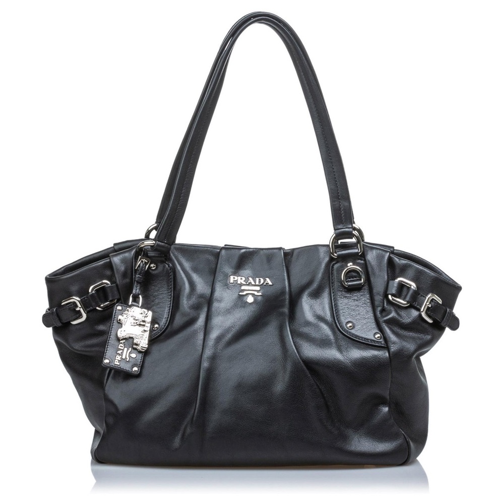 Prada Belted Pleated Tote Soft Calf Medium like new!